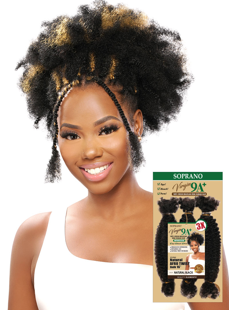 *SOPRANO VIRGIN 9A REMI 3X NATURAL AFRO TWIST BULK 16"
