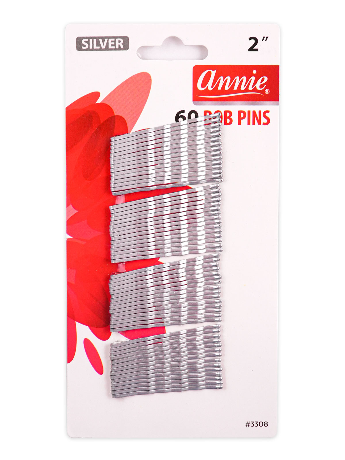 ANNIE #3308 BOB PINS SILVER (60CT, 2") - DZ