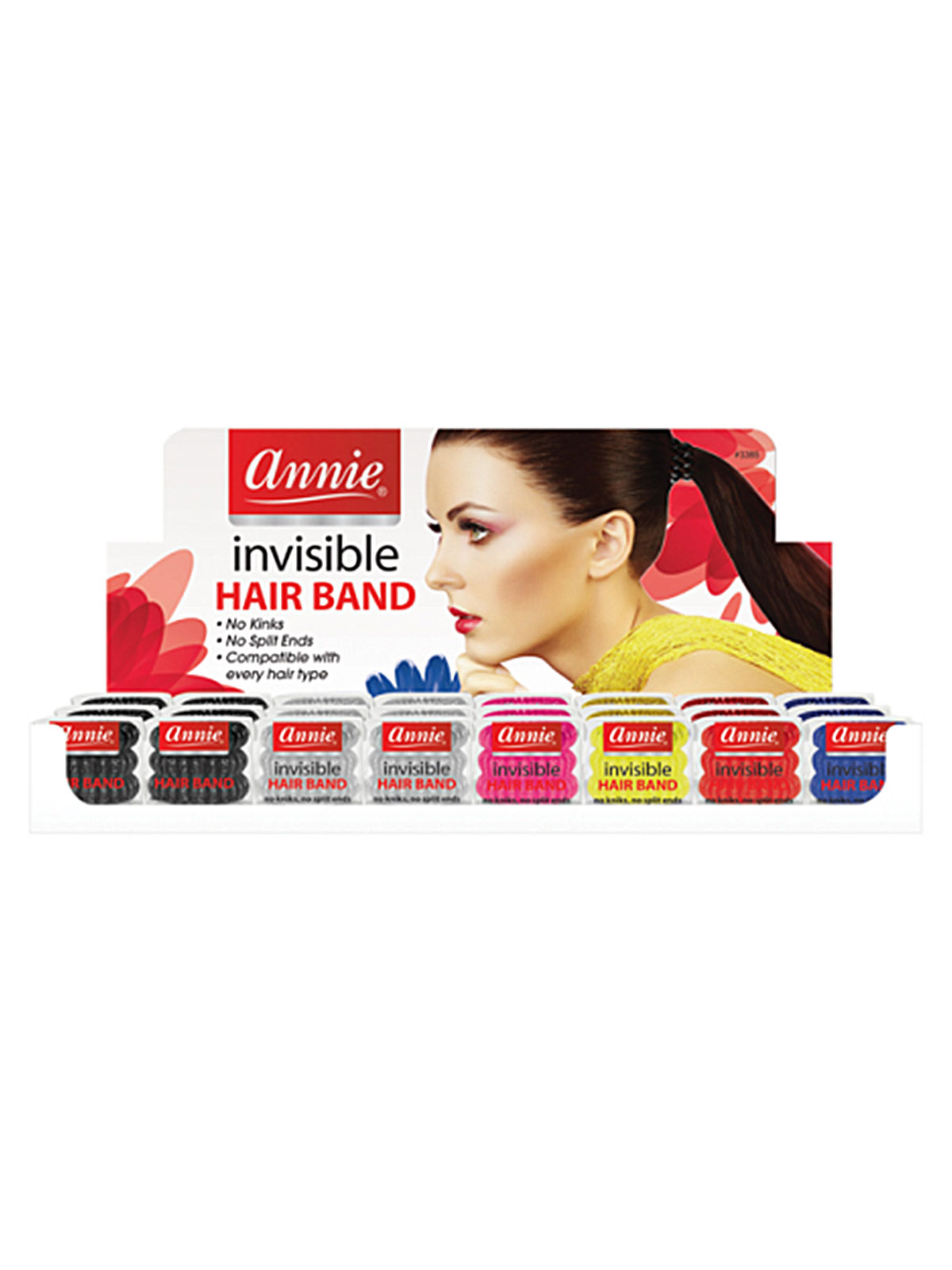 ANNIE #3385 HAIR RING (3.5CM/ASSST/24 CT) - PACK