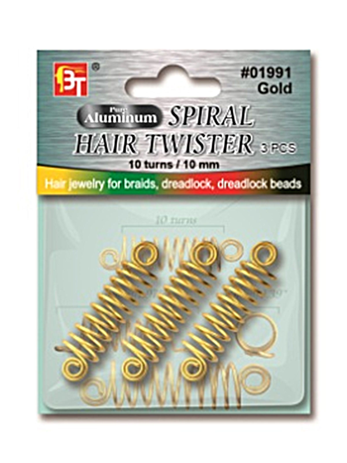BT #01991 BT SPIRAL HAIR TWISTER 10 TURNS 10 MM(AL GOLD) - DZ