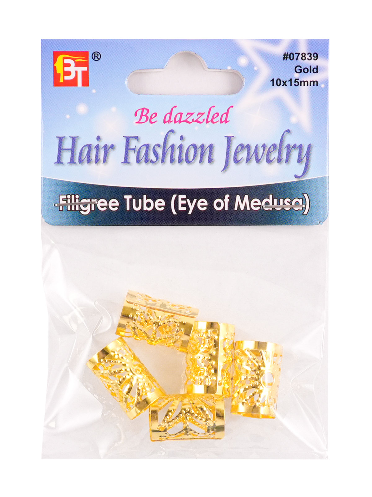 BT #7839 FILIGREE TUBE 8/15MM LONG (GOLD) - DZ