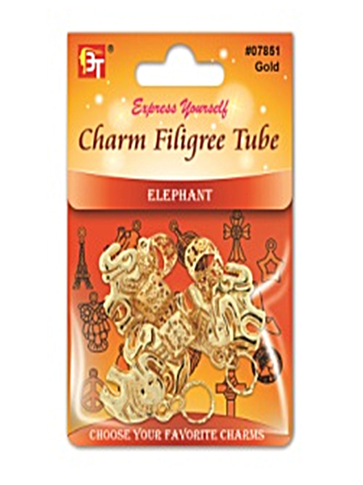 BT #7851 FILIGREE TUBE CHARM (ELEPHANT) - DZ