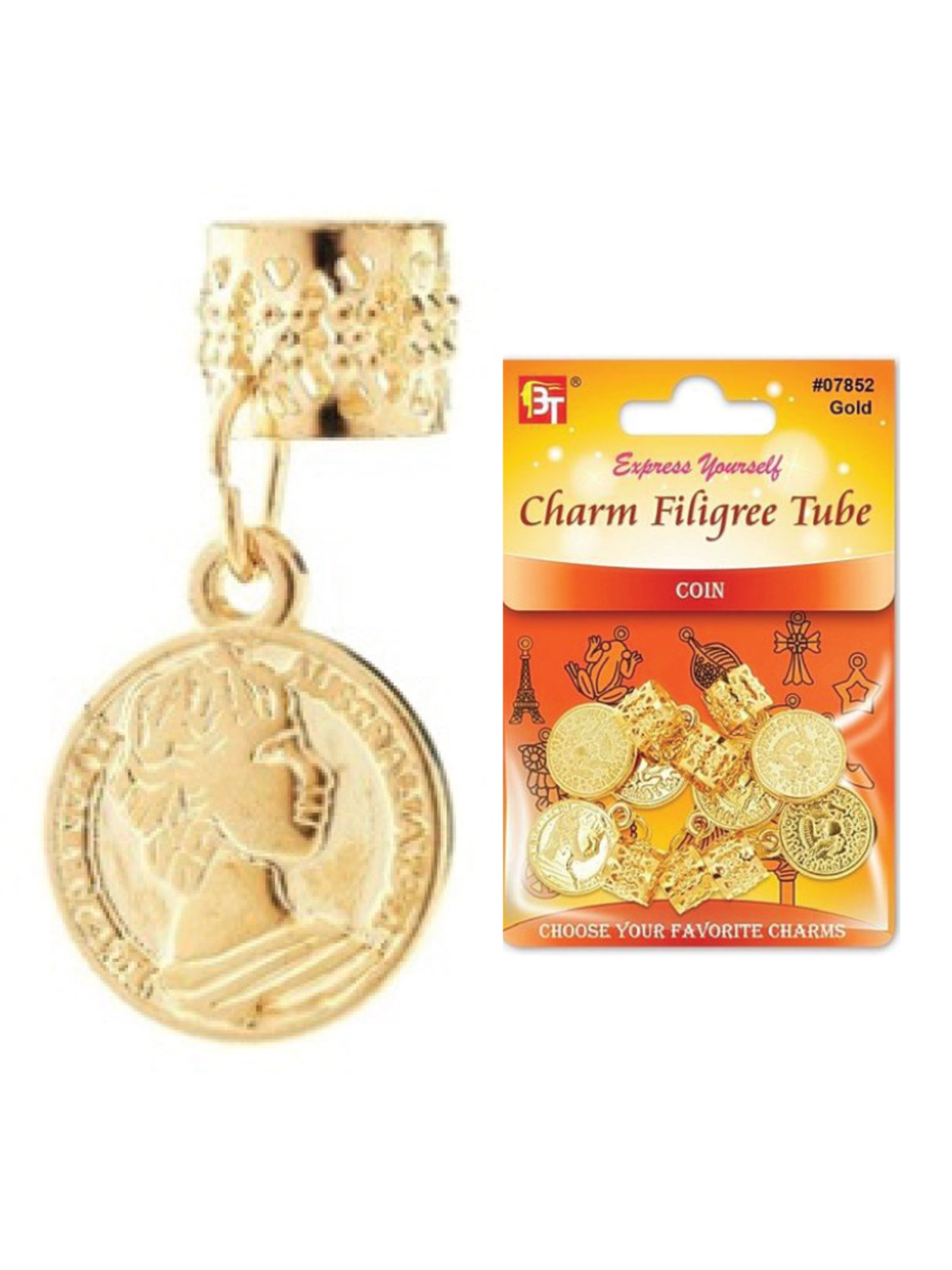 BT #7852 FILIGREE TUBE CHARM (COIN) - DZ