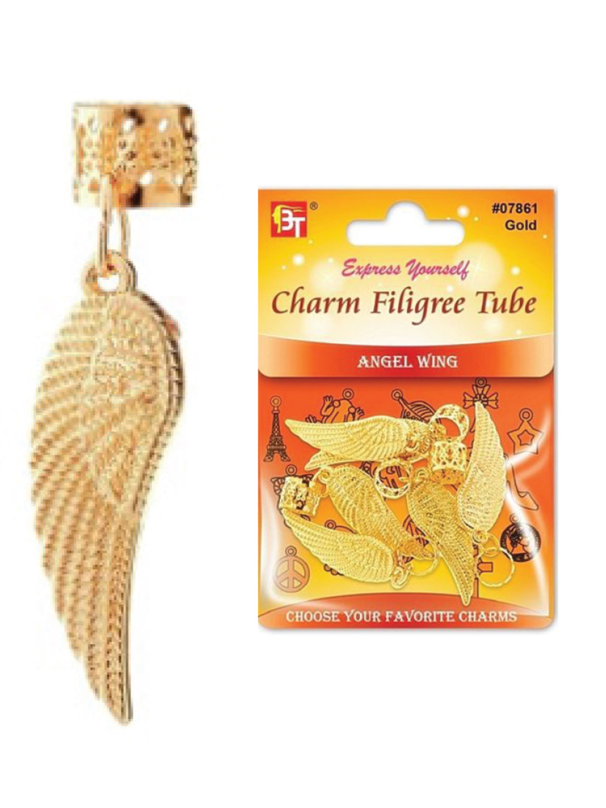 BT #7861 FILIGREE TUBE CHARM (ANGEL WING) - DZ