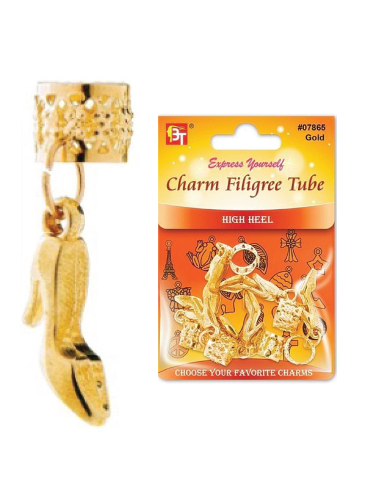 BT #7865 FILIGREE TUBE CHARM (HIGH HEEL) - DZ