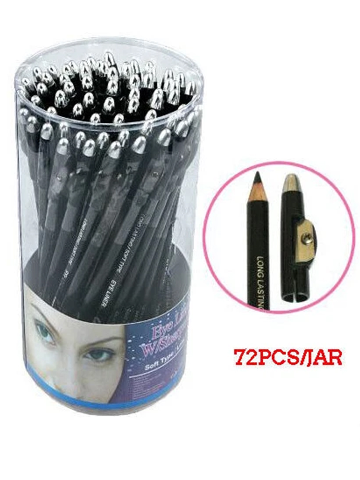 GABRIELLA #BKNGCI26BK EYELINER WITH SHARPENER (72PCS/JAR) BLACK - JAR