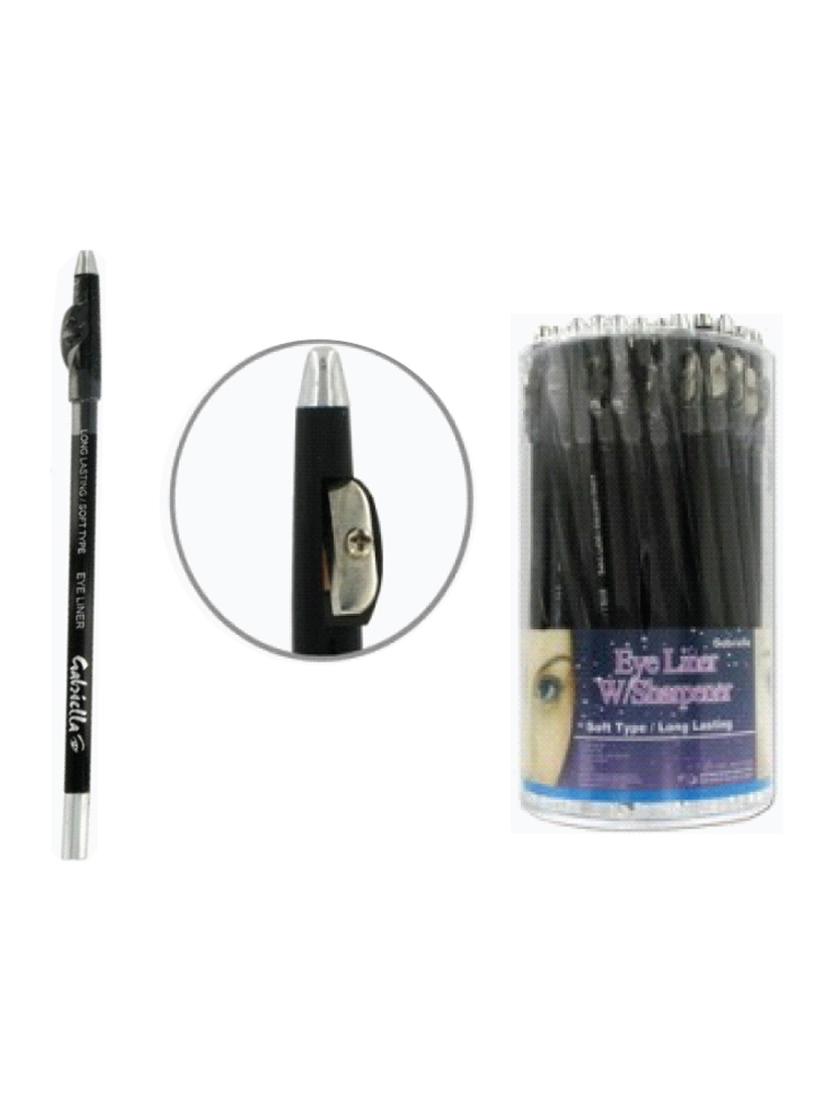 GABRIELLA #BKNGCI26DBR EYELINER WITH SHARPENER (72PCS/JAR) D.BROWN - JAR