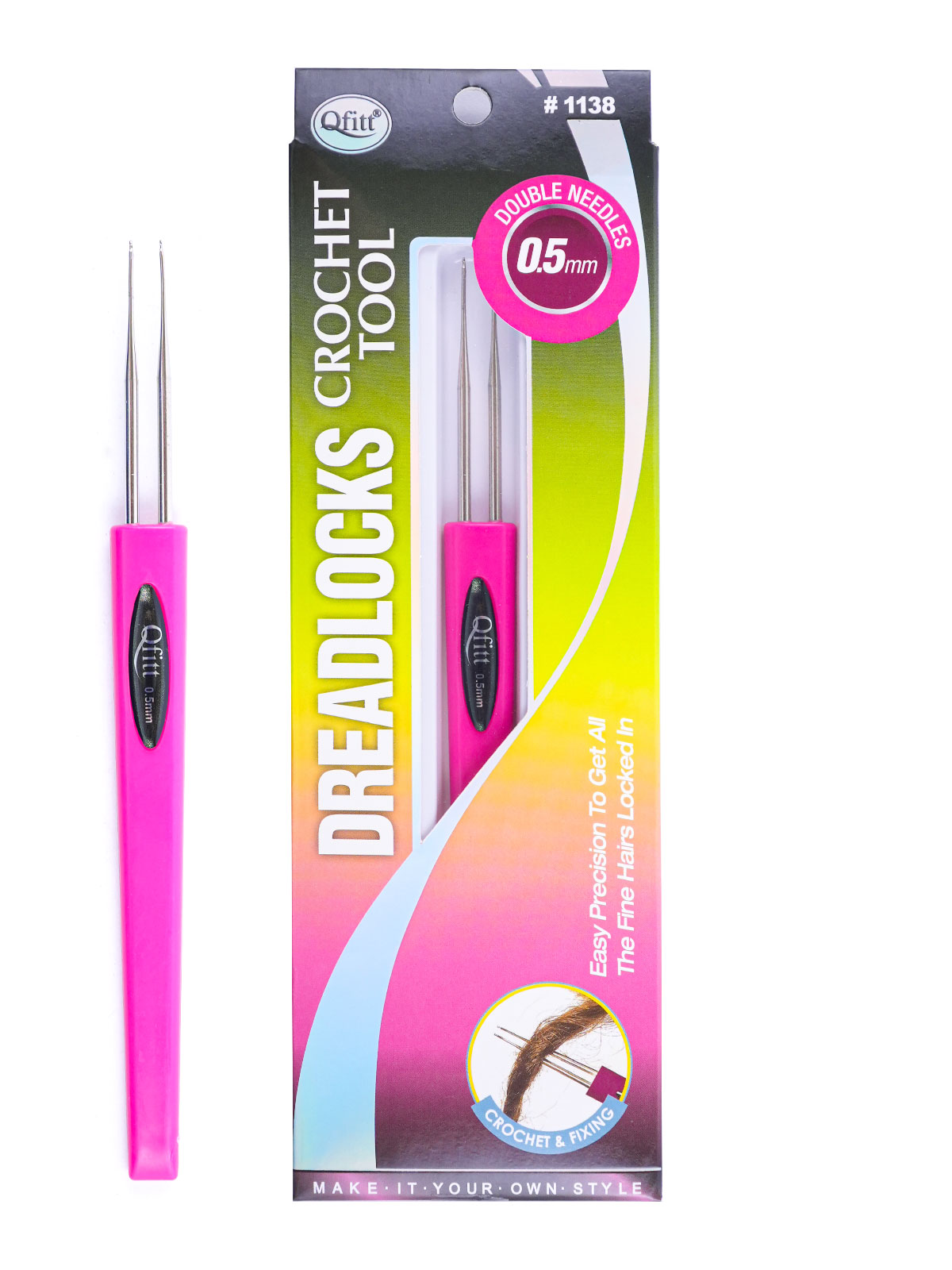 Q-FITT #1138 DREADLOCKS CROCHET TOOL (0.5MM DOUBLE) - DZ