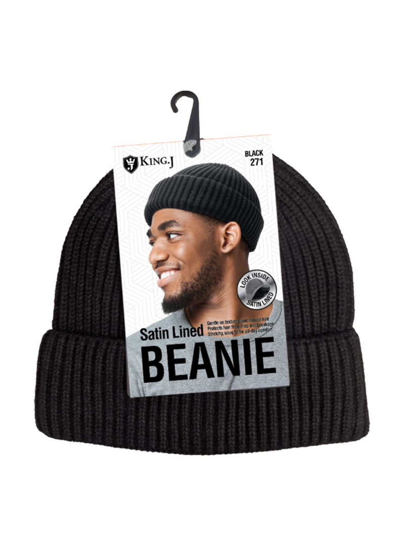 KING-J #271 SATIN LINED BEANIE BLACK (6PC/PK)-PK
