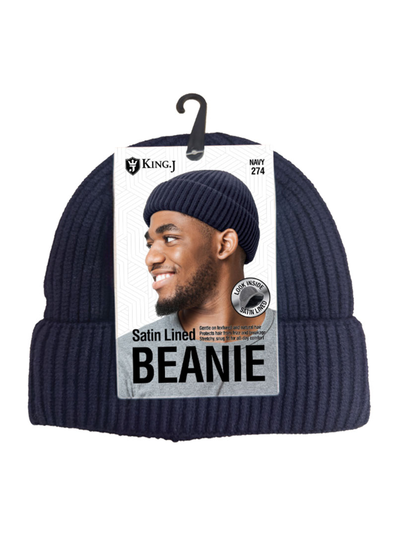KING-J #272 SATIN LINED BEANIE NAVY (6PC/PK)-PK