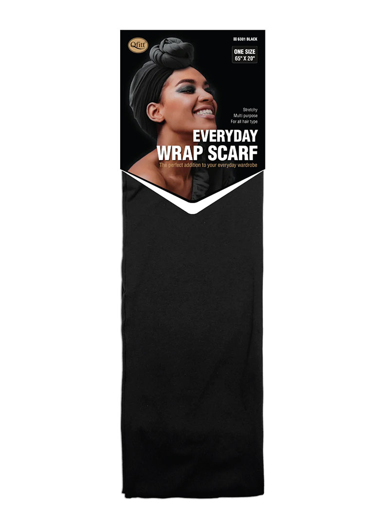 Q-FITT #6301 EVERYDAY SCARF 51*165CM BLACK (3PC/PK)-PK
