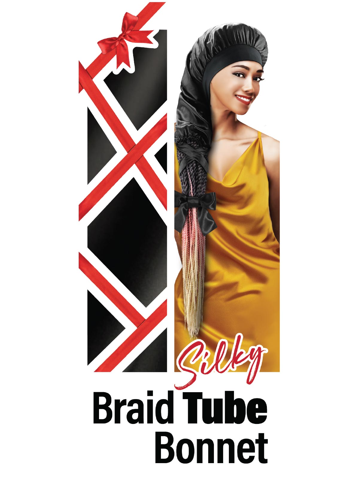 Q-FITT #9052 SILKY BRAID TUBE BONNET (XL) BLACK - DZ