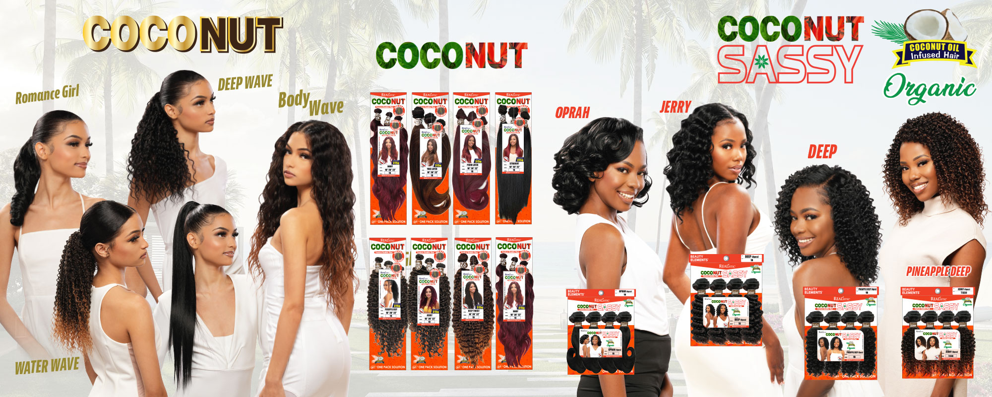 Coconut and Coconut Sassy collection - Organic Coconut Oil Infused wefted bundle weaving hair